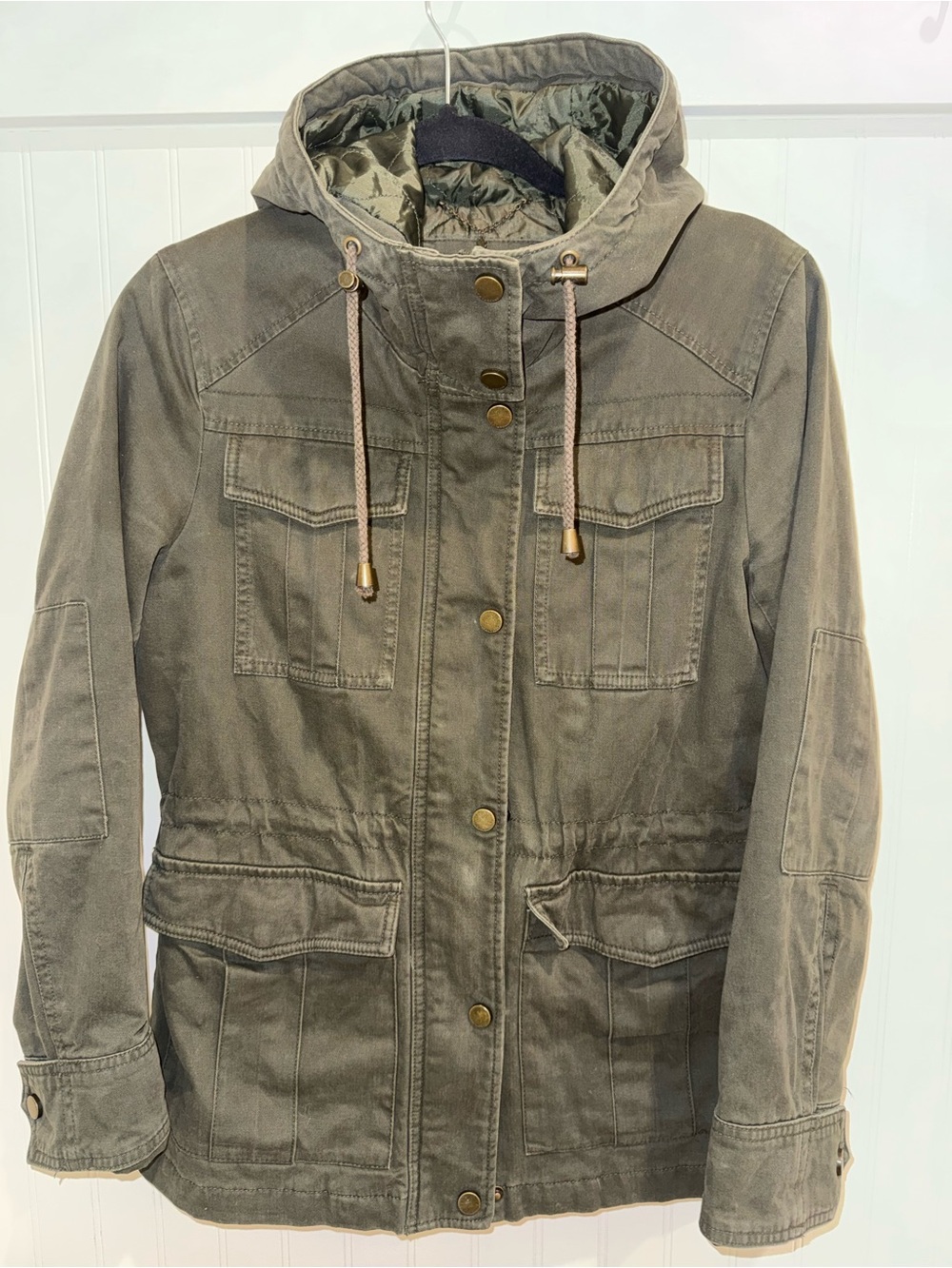 Lucky Brand Olive Green Hooded Utility Jacket